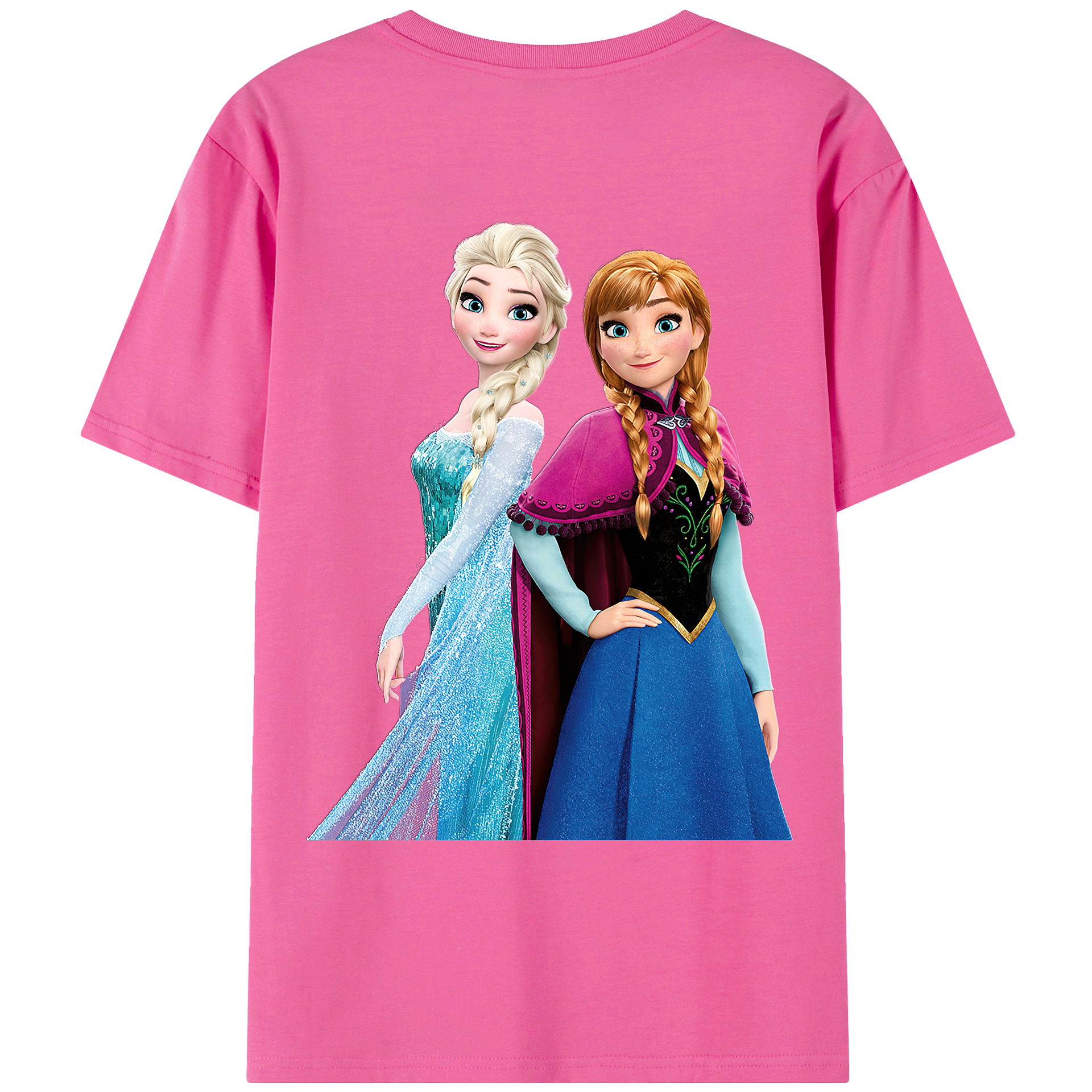 （画像用） アナと雪の女王 アンナ エルサ Frozen Anna Elsa レディース半袖Tシャツ(バックプリント)